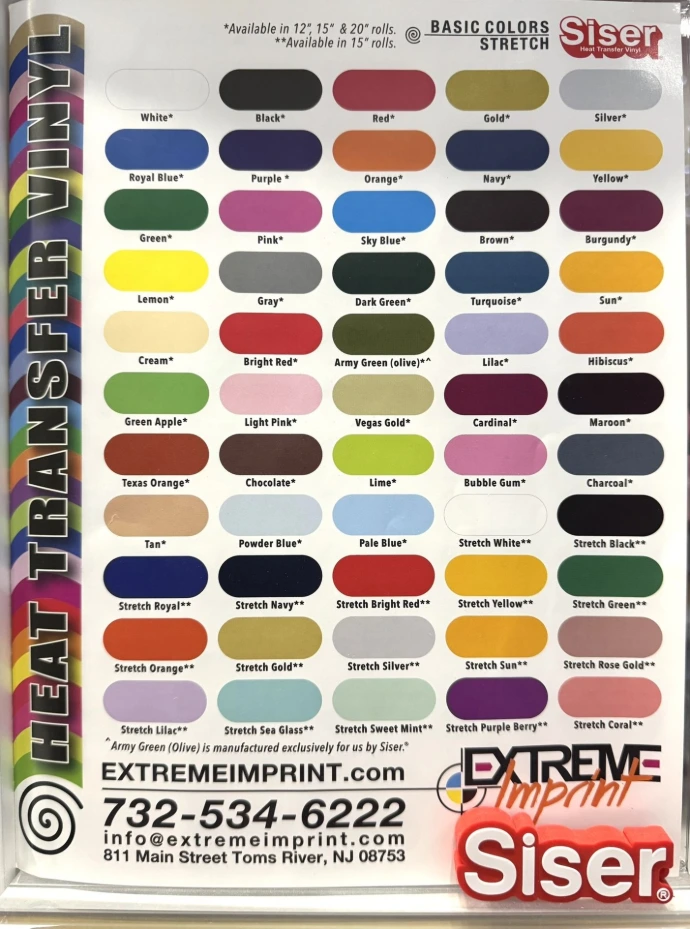 catalog of siser heat transfer vinyl