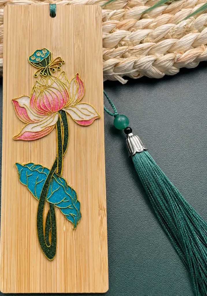 CLOISONNE BOOKMARK - Lotus (B)